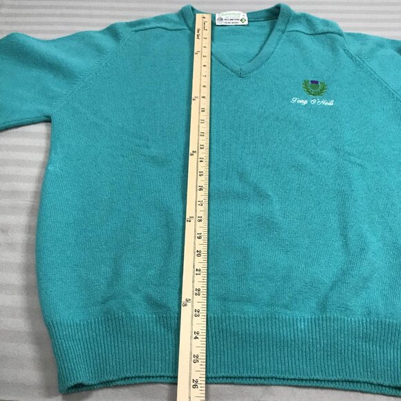 Glenmuir Sweater Mens Extra Large 46 Teal V Neck Lambswool Made in Scotland - Picture 8 of 13
